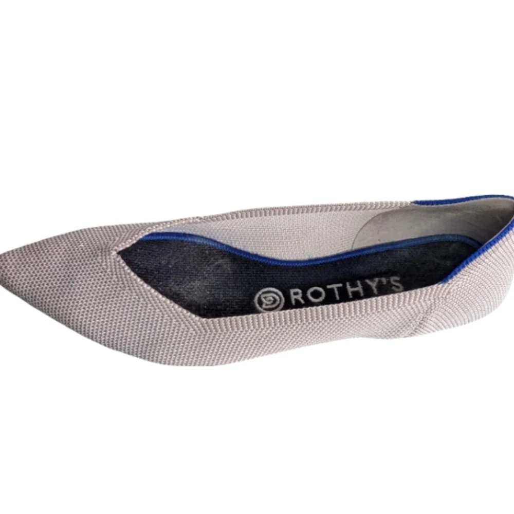 ROTHY'S Flax Birdseye Pointed Toe Flats Size 8W RARE Retired Style Gray Cream